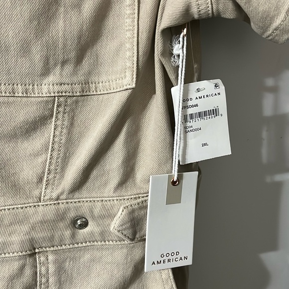Good American Khaki Denim Mini Dress NWT (XXL) - Picture 3 of 7